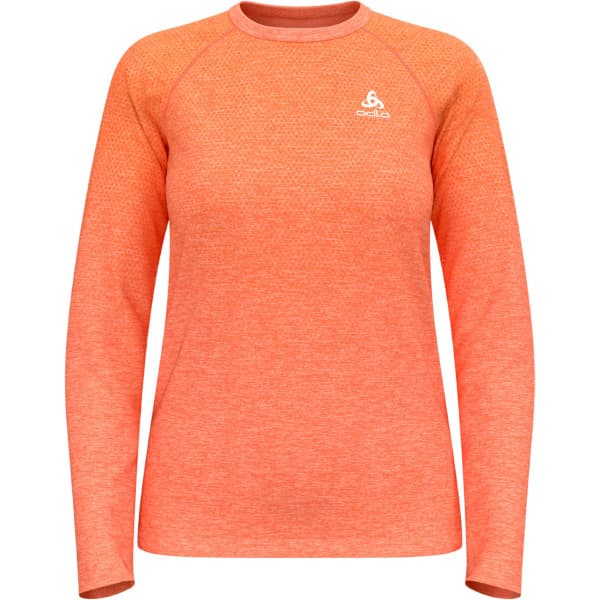 T-shirt running ODLO TS CREW NECK L/S ESSENTIAL SEAMLESS W LIVING CORAL MELANGE
