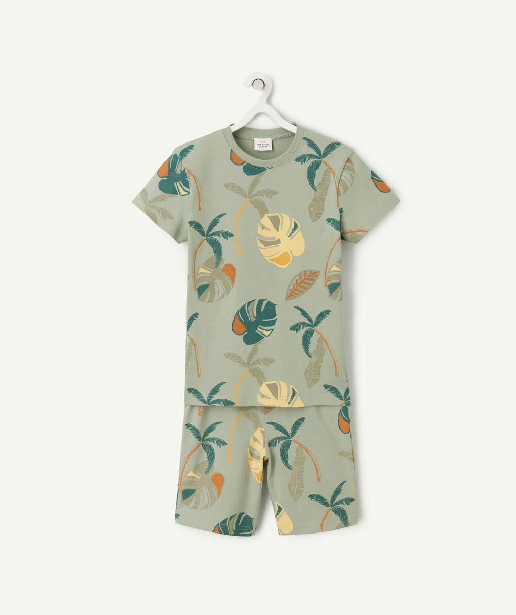 pyjama manches courtes garçon en coton bio thème feuilles