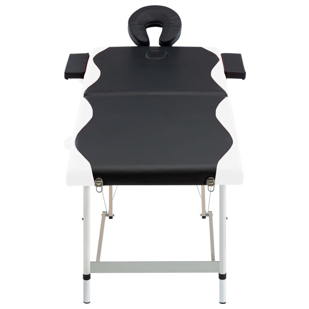 vidaXL Opvouwbare massagetafel, 2-zones, aluminium, zwart en wit