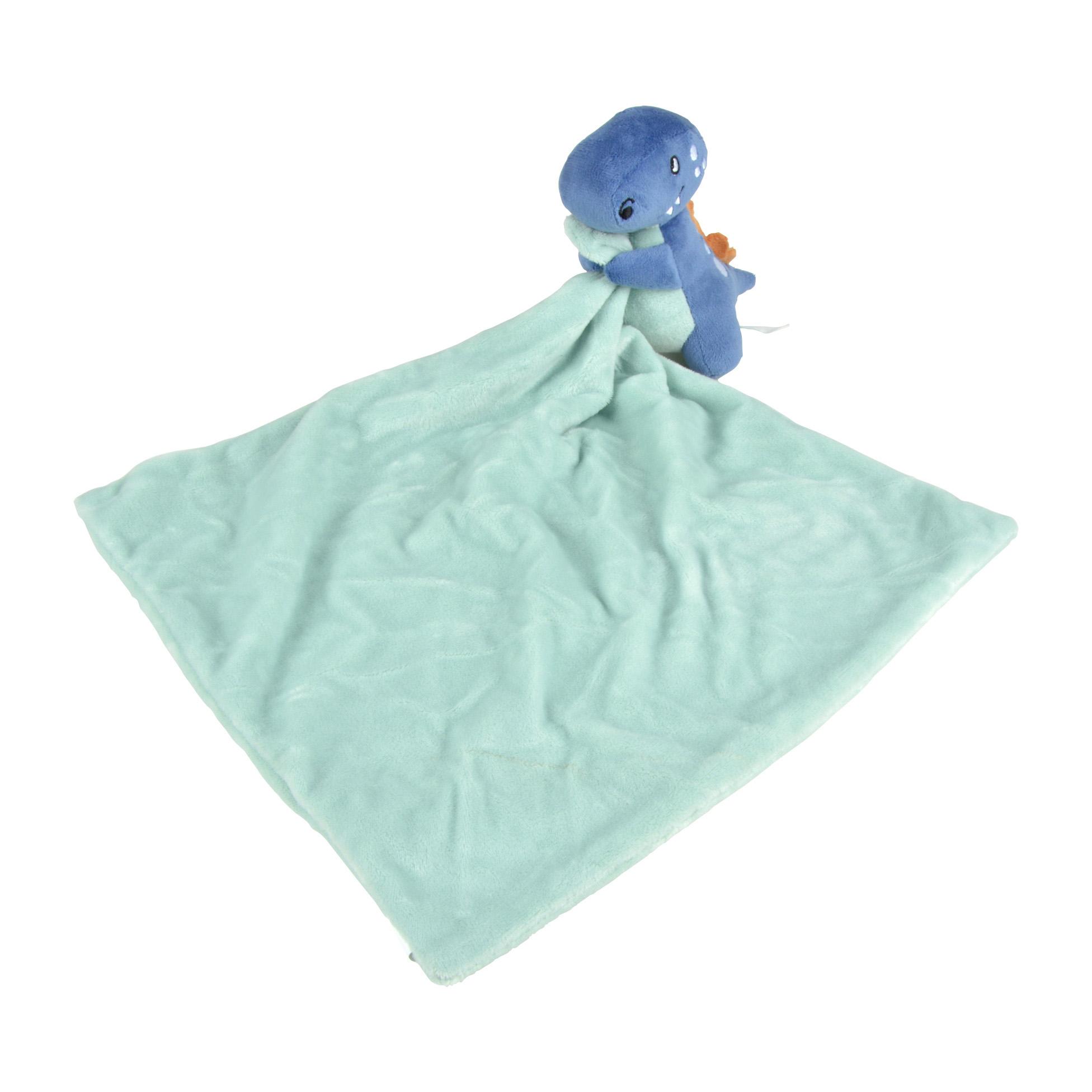 PELUCHE DOUDOU COUVERTURE DINO WORLD 33X33CM