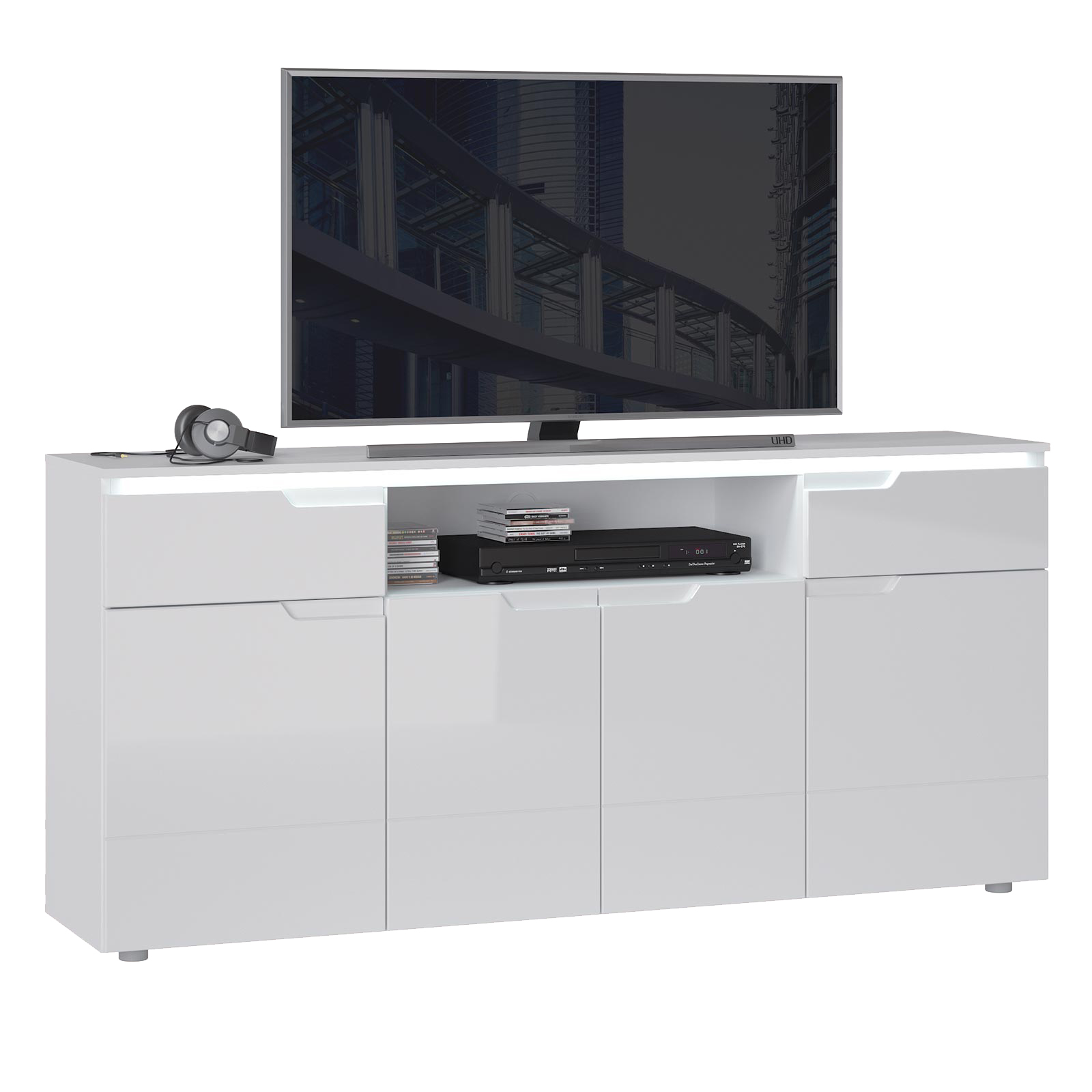 TV-Sideboard HILTON - weiß Hochglanz - 180 cm