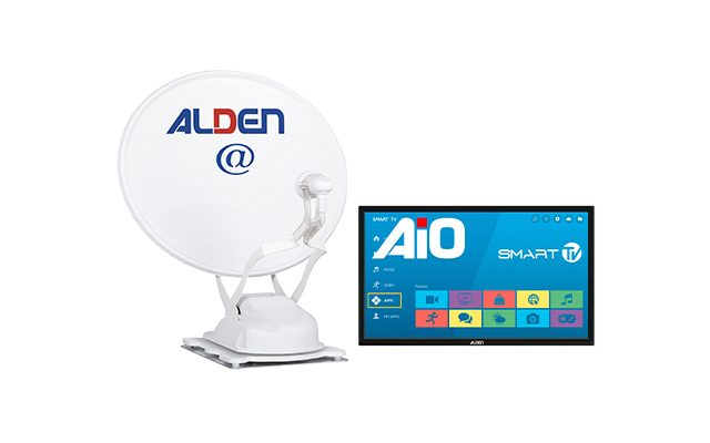 Alden Onelight@ 60 HD EVO vollautomatische Satellitenanlage Ultrawhite inklusive LTE Antenne und A.I.O. Smart TV mit integrierter Antennensteuerung