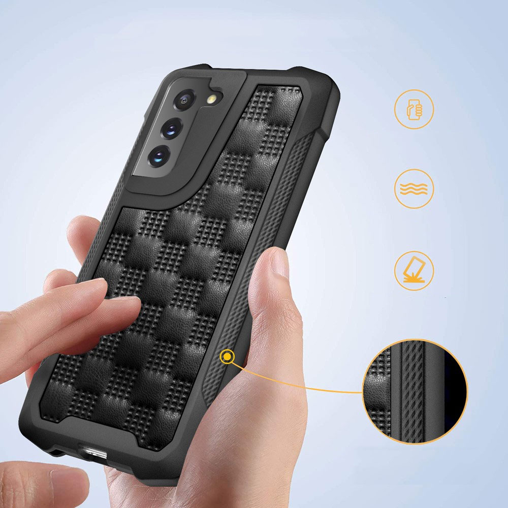 Samsung Galaxy S21 FE 5G Hybrid Hardcase Hülle Grip Design mit Air Cushion Fallschutz - Schwarz