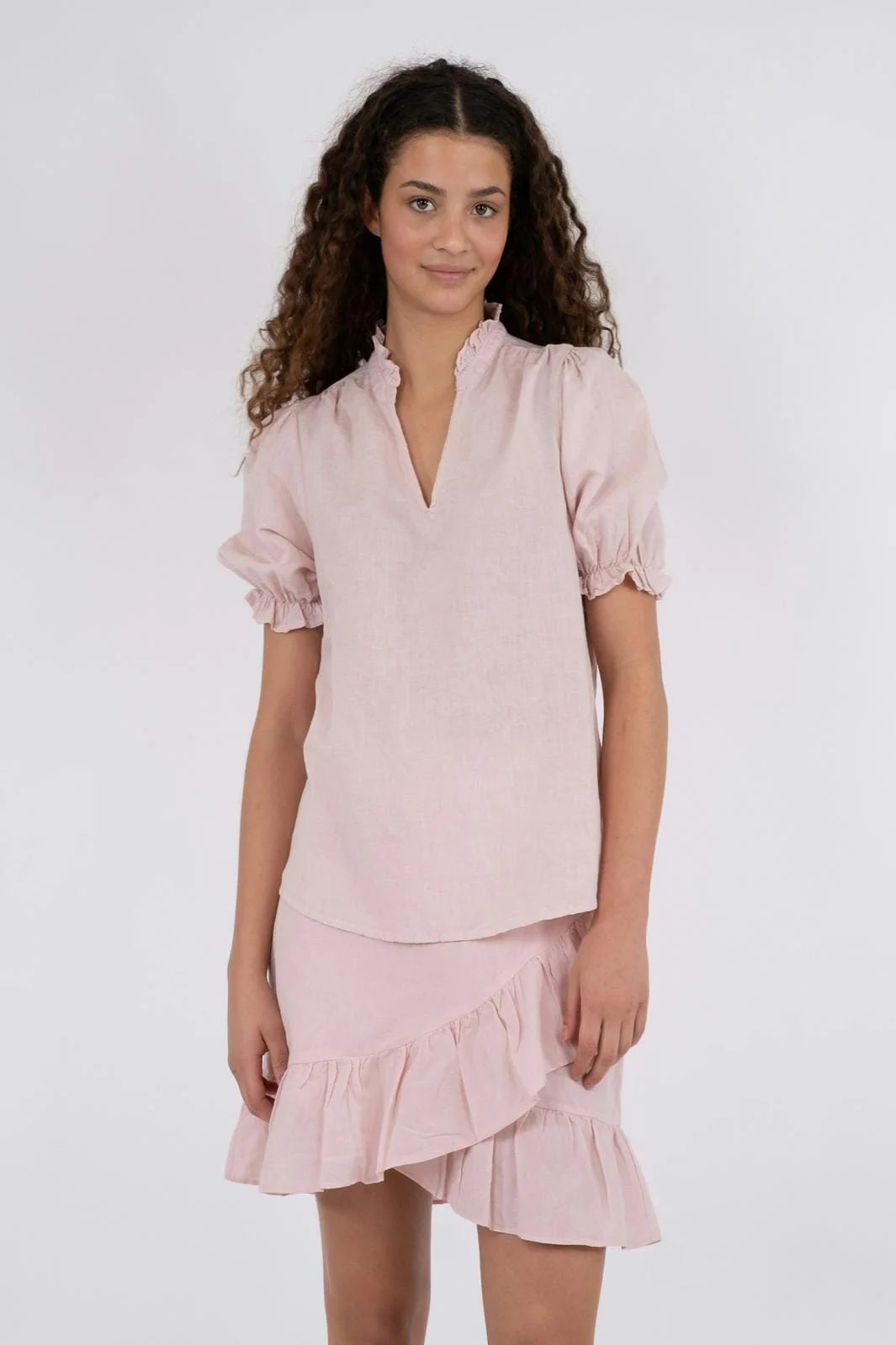 Neo Noir Odesa Linen Blouse rose smoke