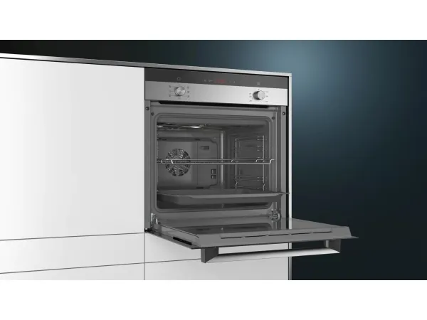 Siemens iQ100 HB113FBS1 - Ovn - til indbygning - niche - bredde: 56 cm - dybde: 55 cm - højde: 57.5 cm - Klasse A - rustfrit stål
