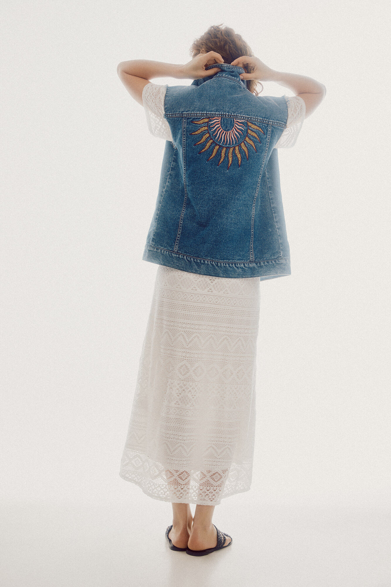 Jaqueta estilo cowboy com detalhes nas bordas - Azul