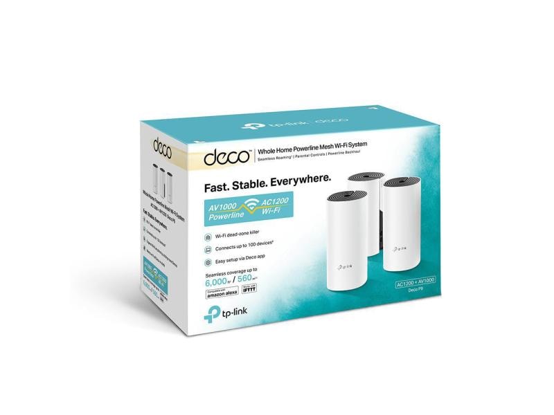 TP-Link Mesh-System Deco P9 Hybrid WiFi mit Powerline 3er-S Powerline-Mesh-WLAN Set (AC1200   AV1000) 3-er Set