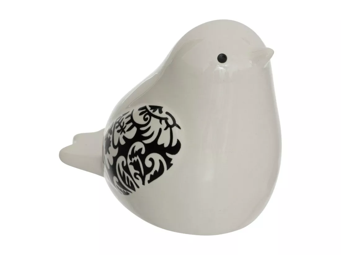 Lot de 2 Oiseaux en céramique Blanc et Noir