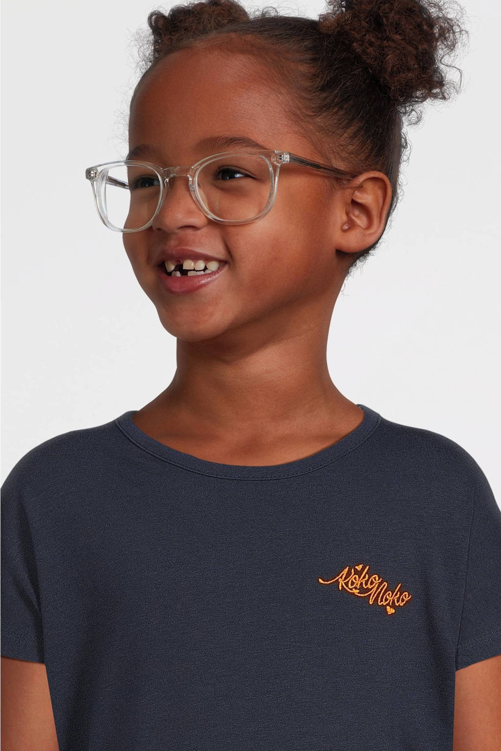 Koko Noko T-shirtjurk Niya met glitters donkerblauw