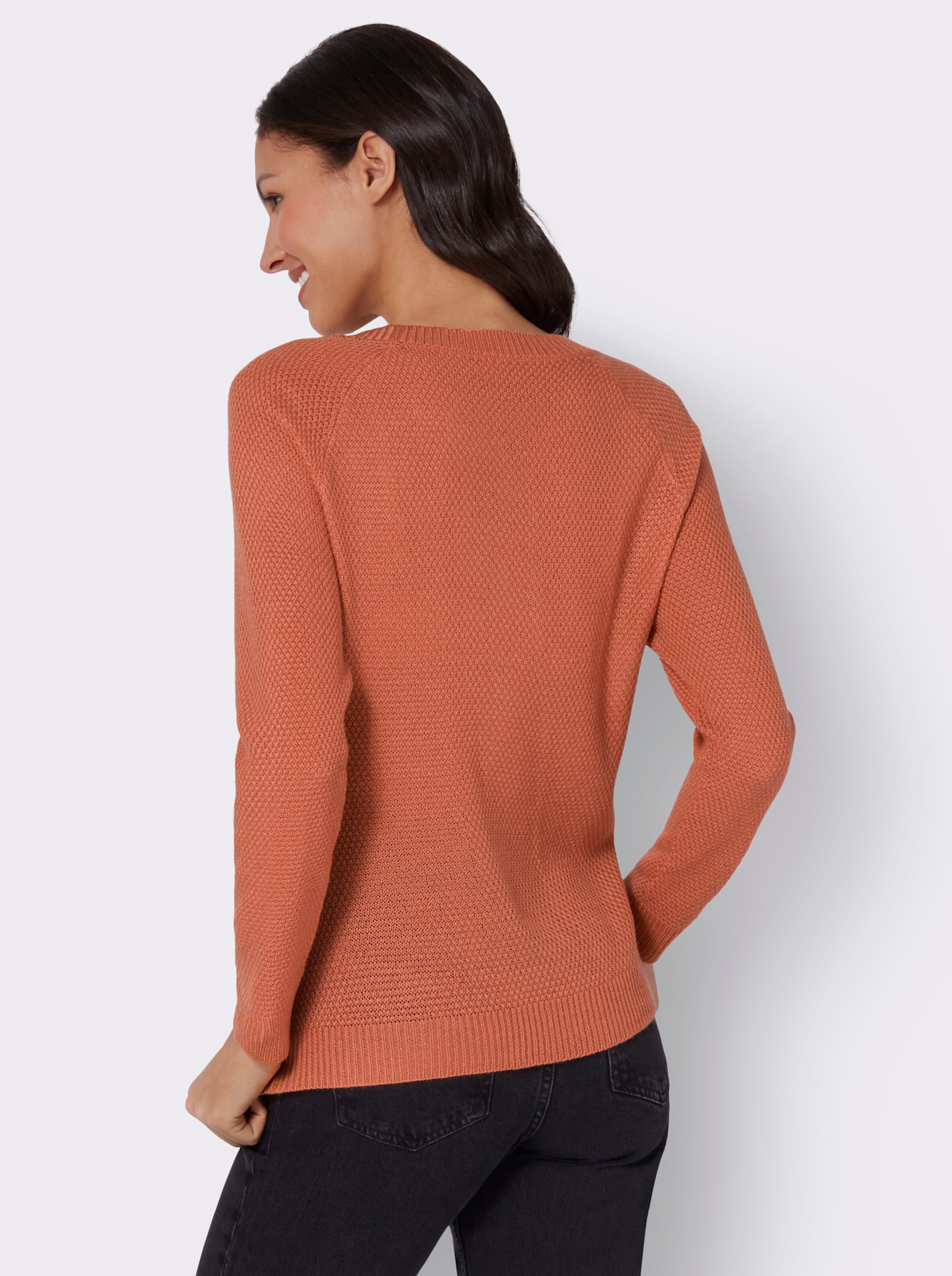 Langarm-Pullover mit Zopfmuster
