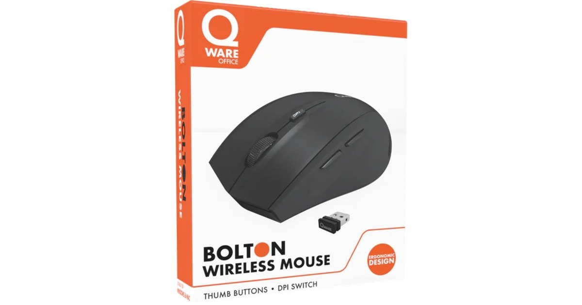 QwareBolton Draadloze Muis  (Zwart, 800 - 1600 DPI)