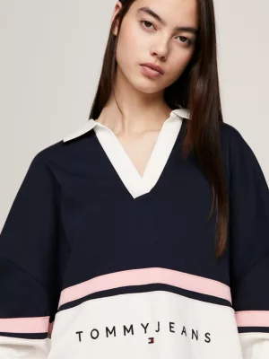 Camisa de rugby oversized com blocos de cores