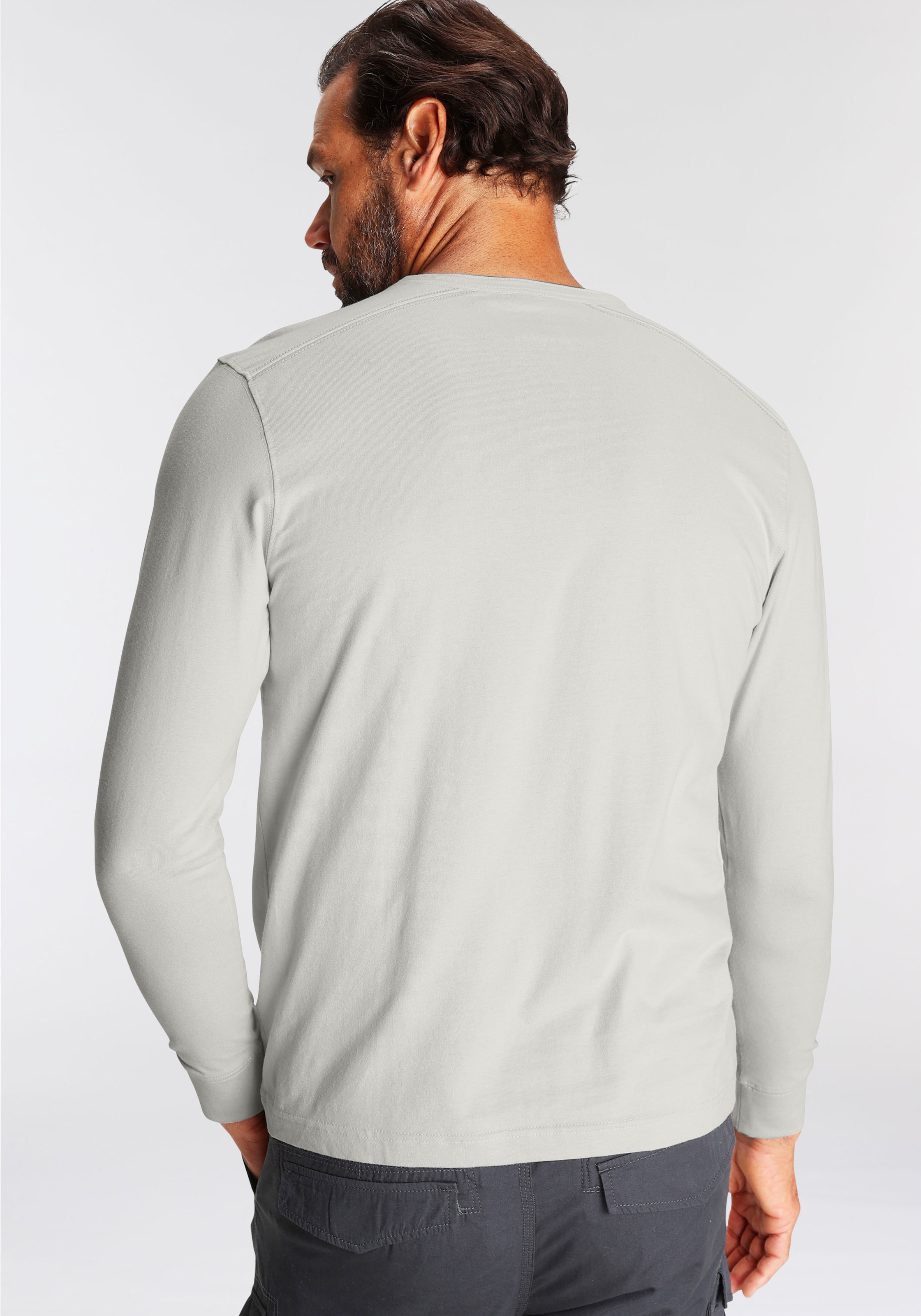 Man's World Henleyshirt , Langarm,  mit lässigem Print,  Rundhalsausschnitt mit Knopfleiste