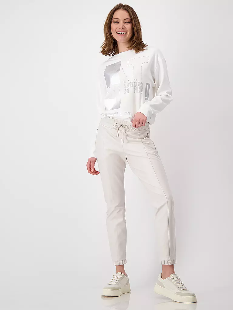 MONARI Hose in Lederoptik creme
