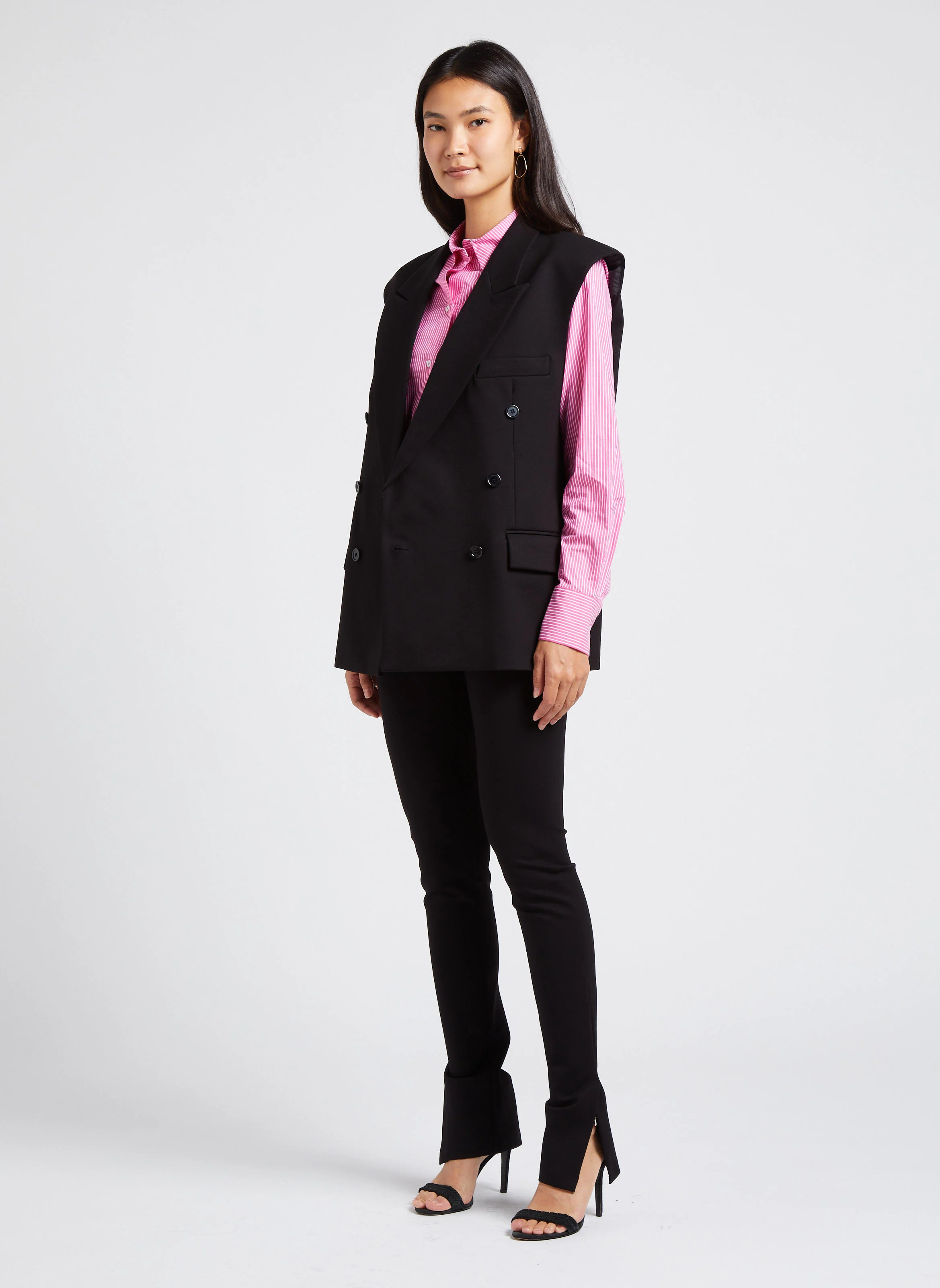 BAILEY - Chemise droit col classique rayée en coton | Rose