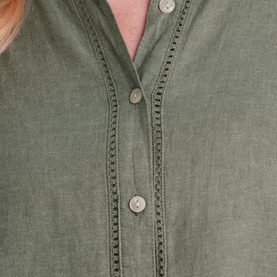 Gina Benotti Damen Leinen-Bluse mit Knotendetail dunkelgrün
