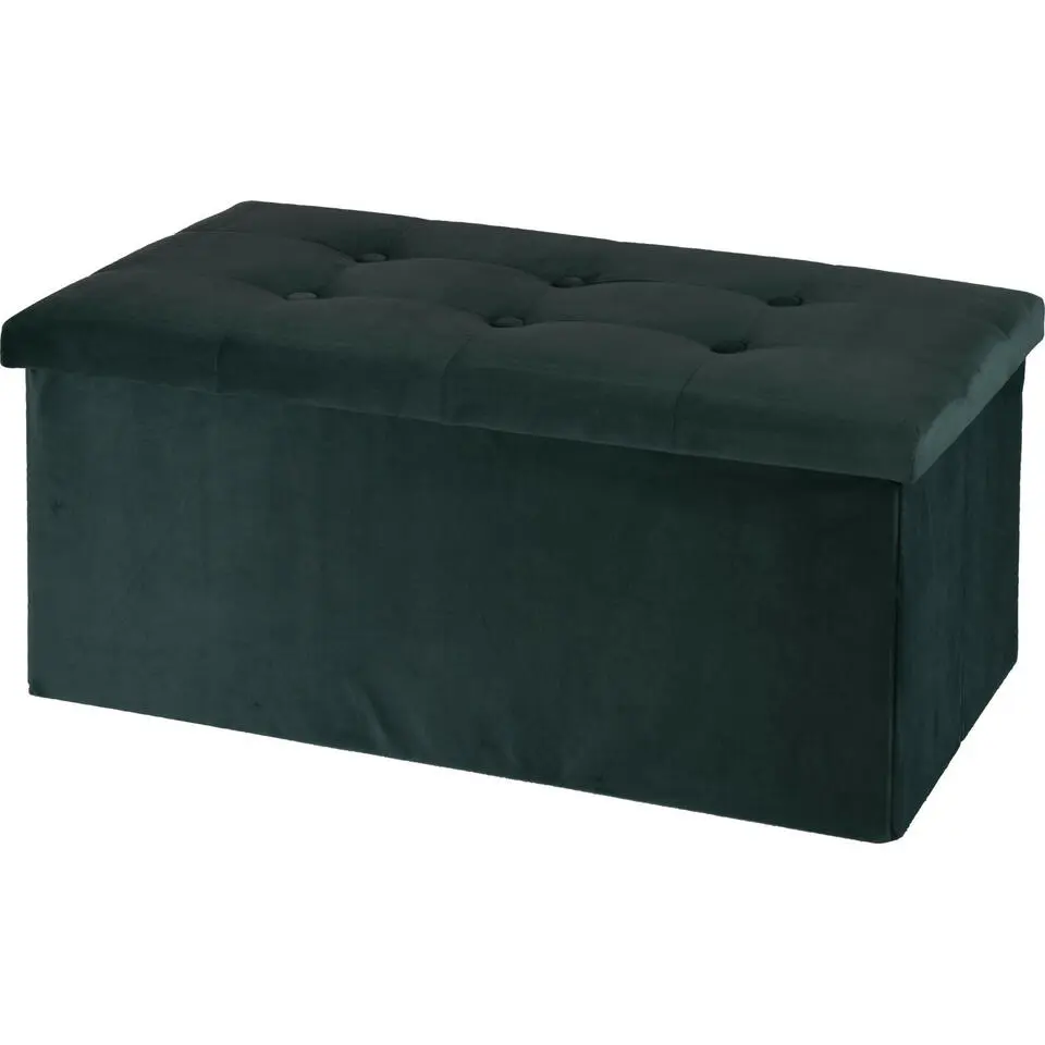 H&S Collection Poef/hocker - opbergbox - donkergrijs - 76 x 40 x 38cm