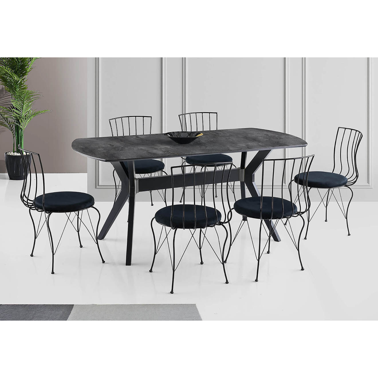 Homitis Table à manger Ares 1041 noire - 180x75x80 cm