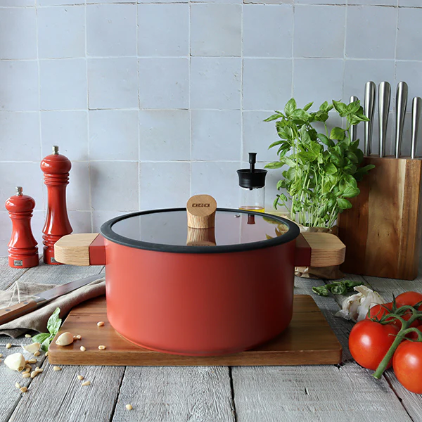 Faitout Ector induction aluminium revêtu 24 cm rouge Ogo