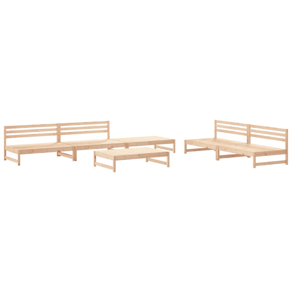 Salon de jardin 6 pcs bois de pin massif
