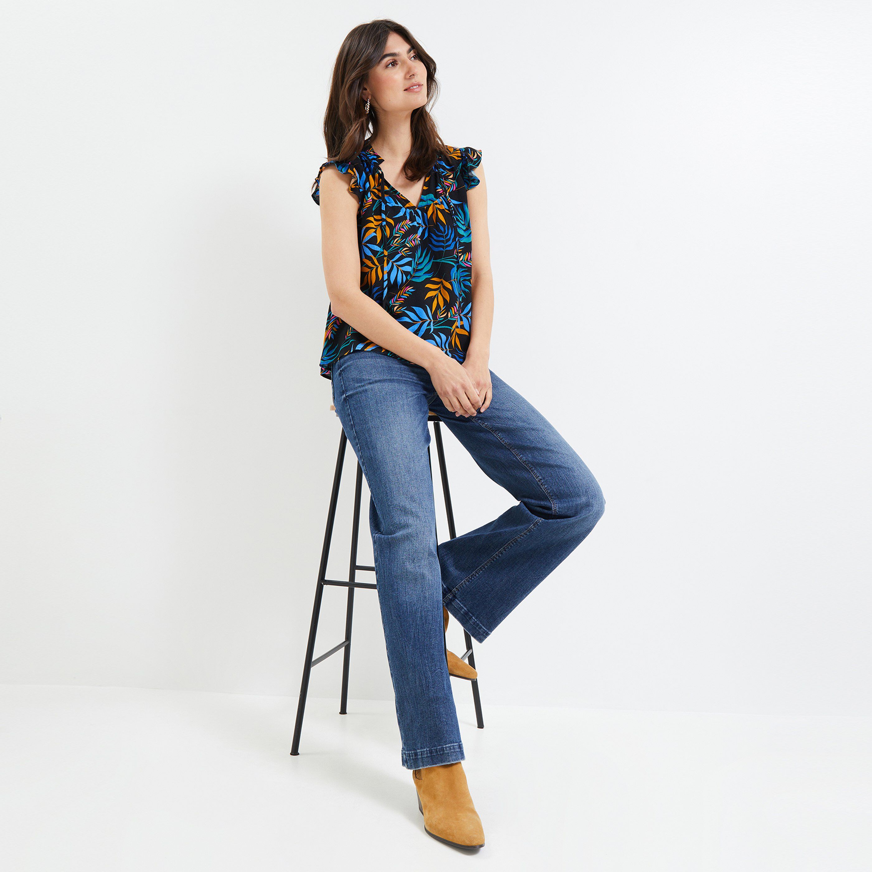 Blouse imprimée femme - NOIR