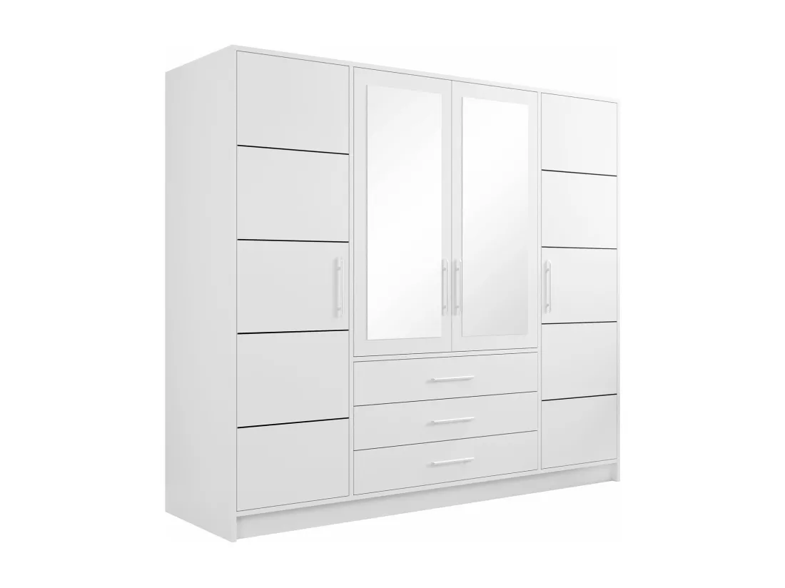 Armoire Dortivu 112, Blanc, 200x196x58cm, Portes d'armoire: Avec des charnières