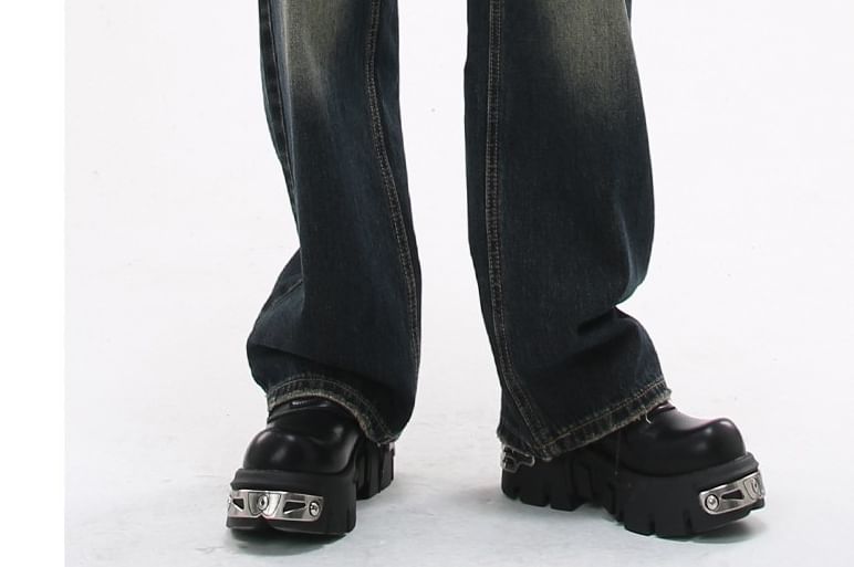 Bolgivy - Mid Waist Washed Wide Leg Jeans (Diverse designs)