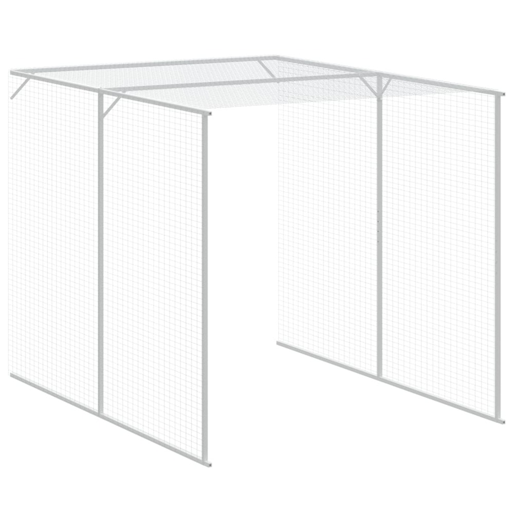 Poulailler avec cour gris clair 165x659x181 cm acier galvanisé