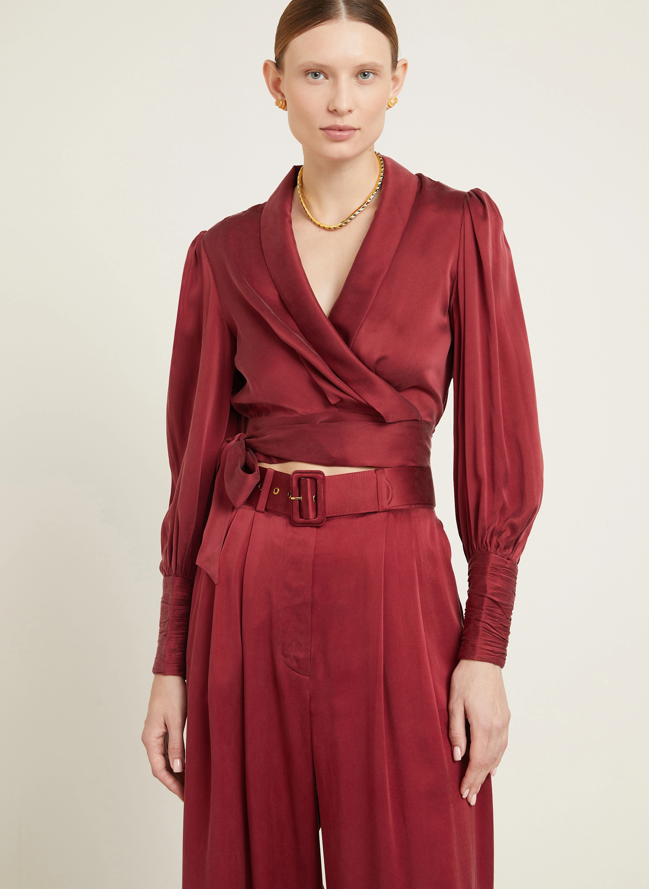 ZIMMERMANN Cropped-Wickelbluse aus Seide