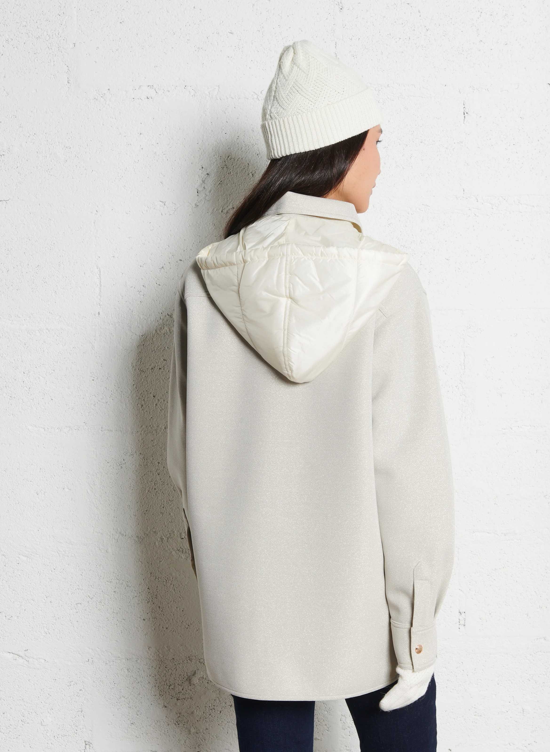 Veste à capuche droite| Blanc