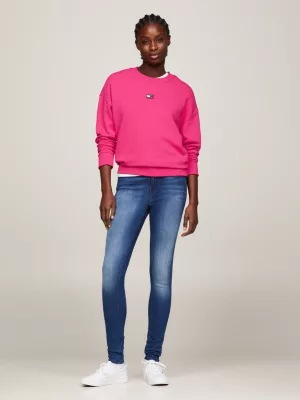 Calça jeans Nora de cintura média, skinny e desbotada.