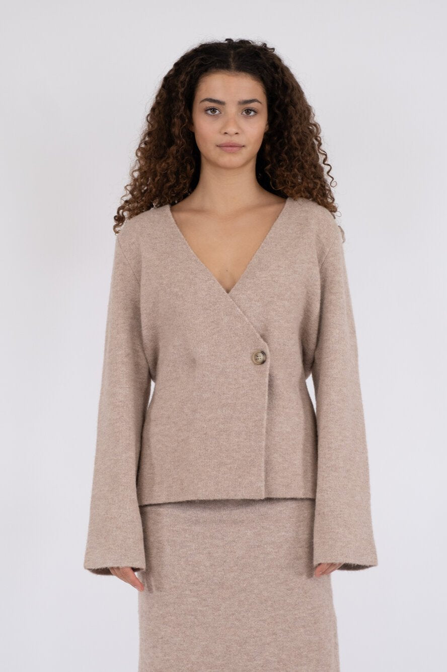 Neo Noir  Marie Louise strikket Cardigan - Sand Melange