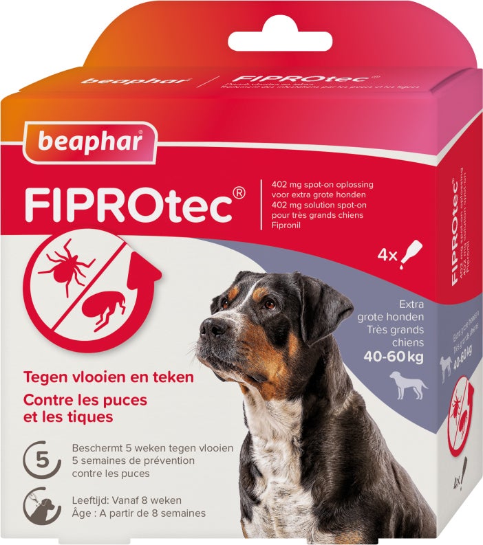 Beaphar teken- en vlooiendruppels Fiprotec hond 40-60 kg 4 stuks