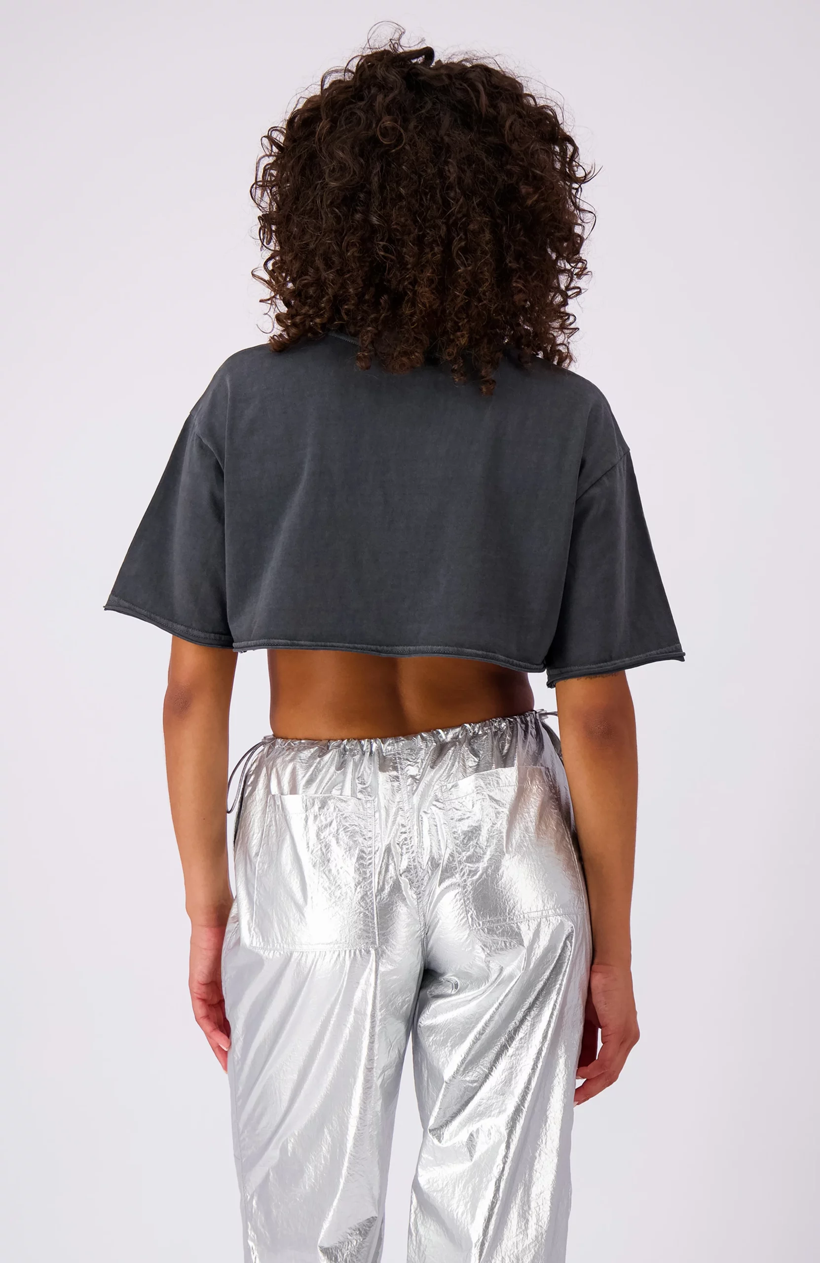 Black Bananas University Cropped T-Shirt Dames Zwart