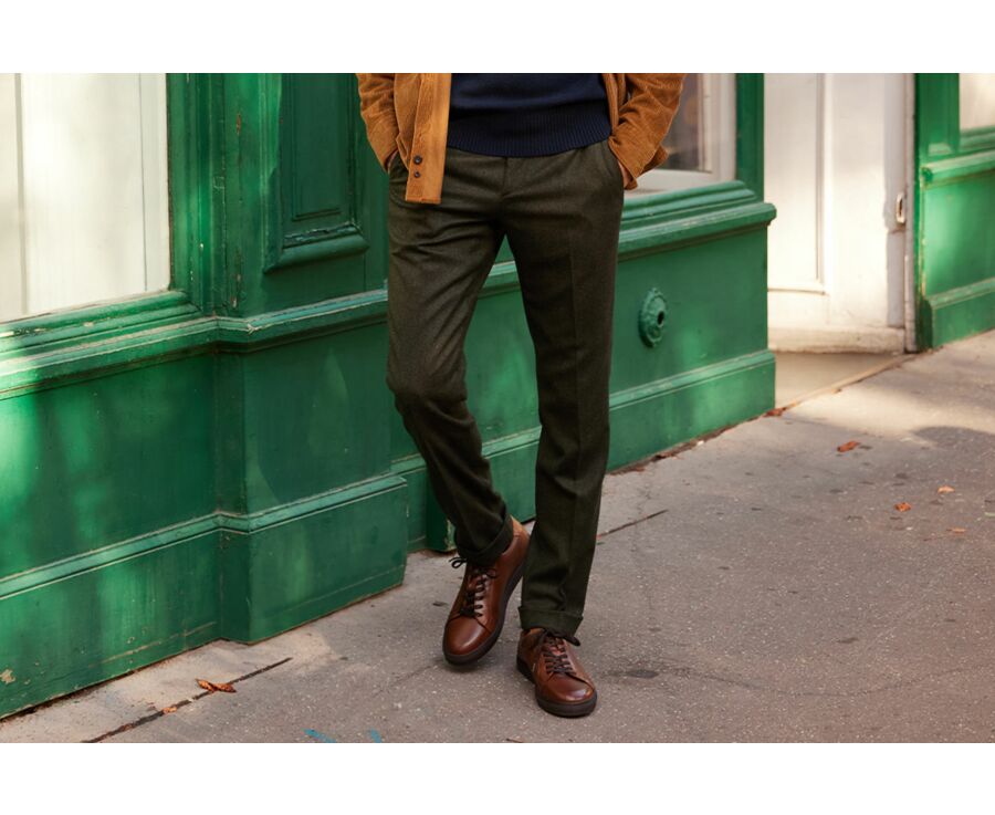 Pantalon habillé homme Chevron Vert Foncé - LELIAN