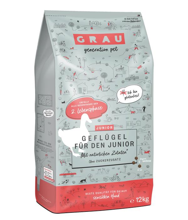 GRAU Trockenfutter für Hunde Junior,