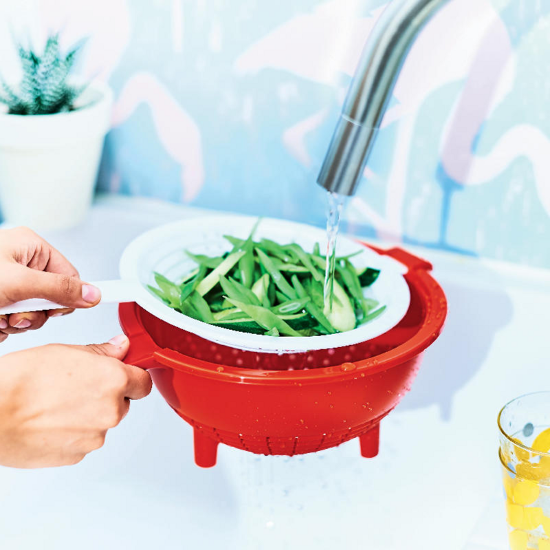 Saladin® Multisieb Praktisches Doppelsieb zum Waschen und Abtropfen von Lebensmitteln