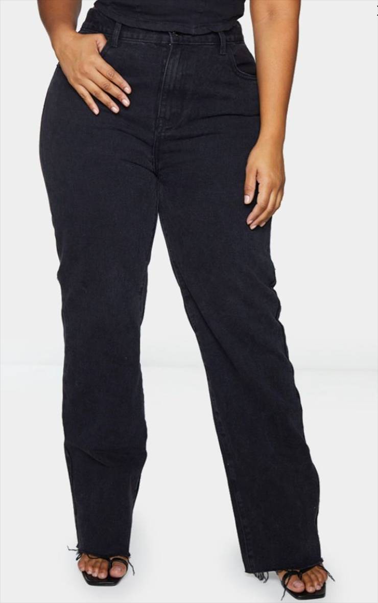 Noir Prettylittlething Plus Jean Droit Jambe Longue