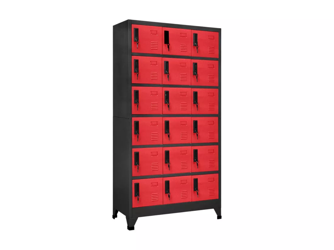 Armoire à casiers Anthracite et rouge 90x40x180 cm Acier