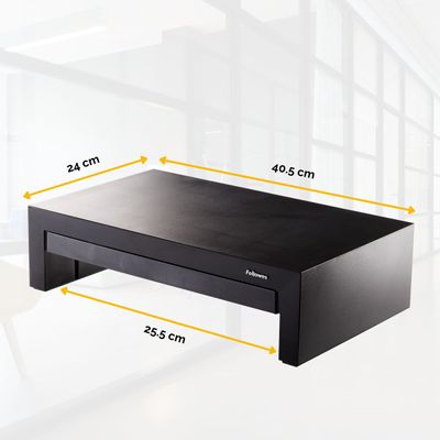 Fellowes Designer Suites - Support pour écran jusqu'à 21'' - réglable en hauteur - avec rangement - surface antidérapante