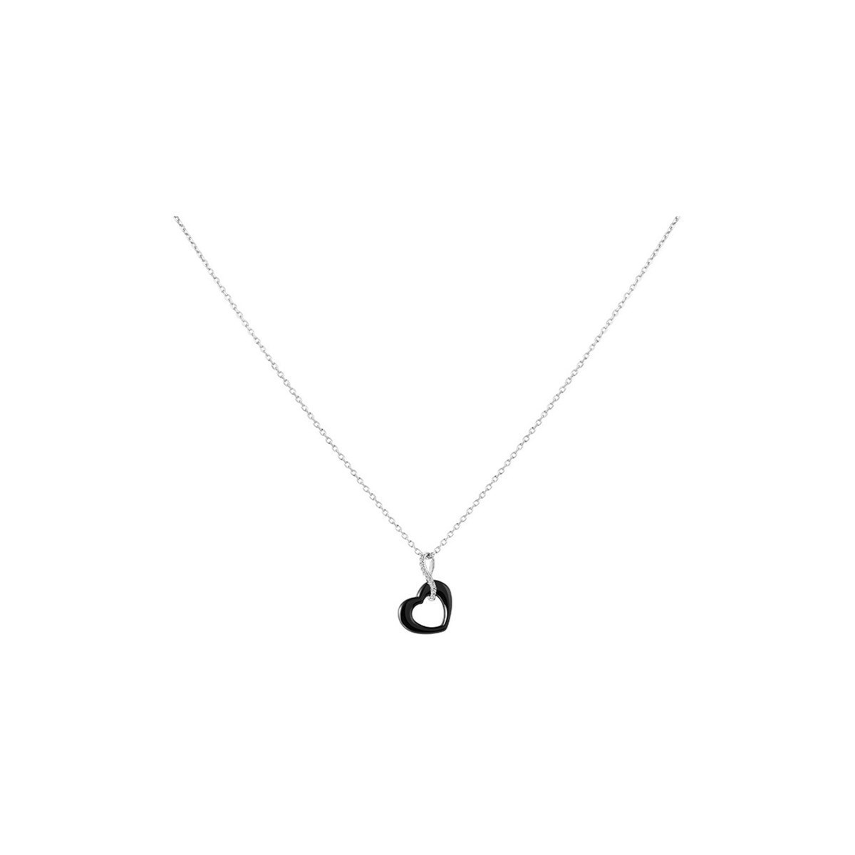 Collier mono-motif en Argent 925 millièmes et céramique - blanc brillant