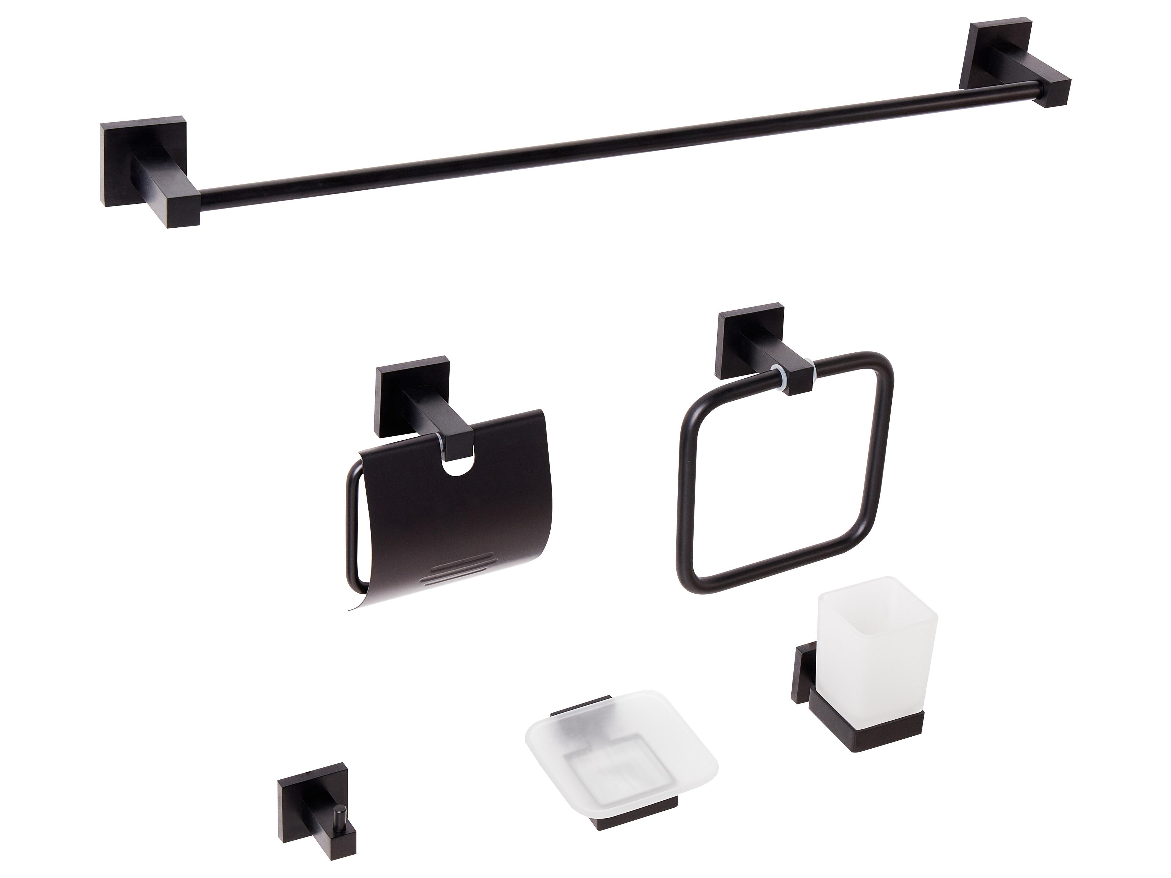 6-delige badkamer hardware set UVITA met handdoekstangen en -haken Zwart