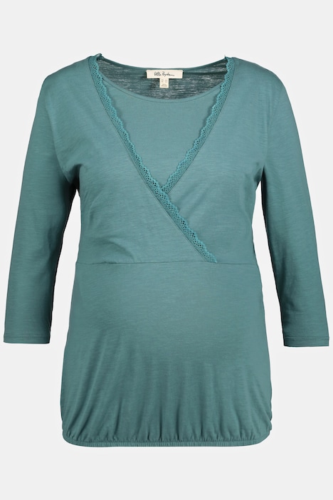 Bellieva-Shirt, Spitze, V-Ausschnitt, Biobaumwolle, GOTS