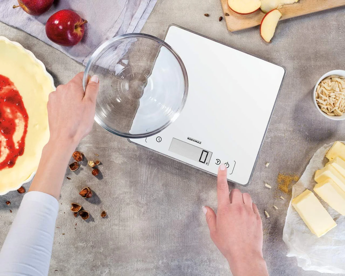 Balance de cuisine électronique avec fonction Tare jusqu'à 10 kg blanc