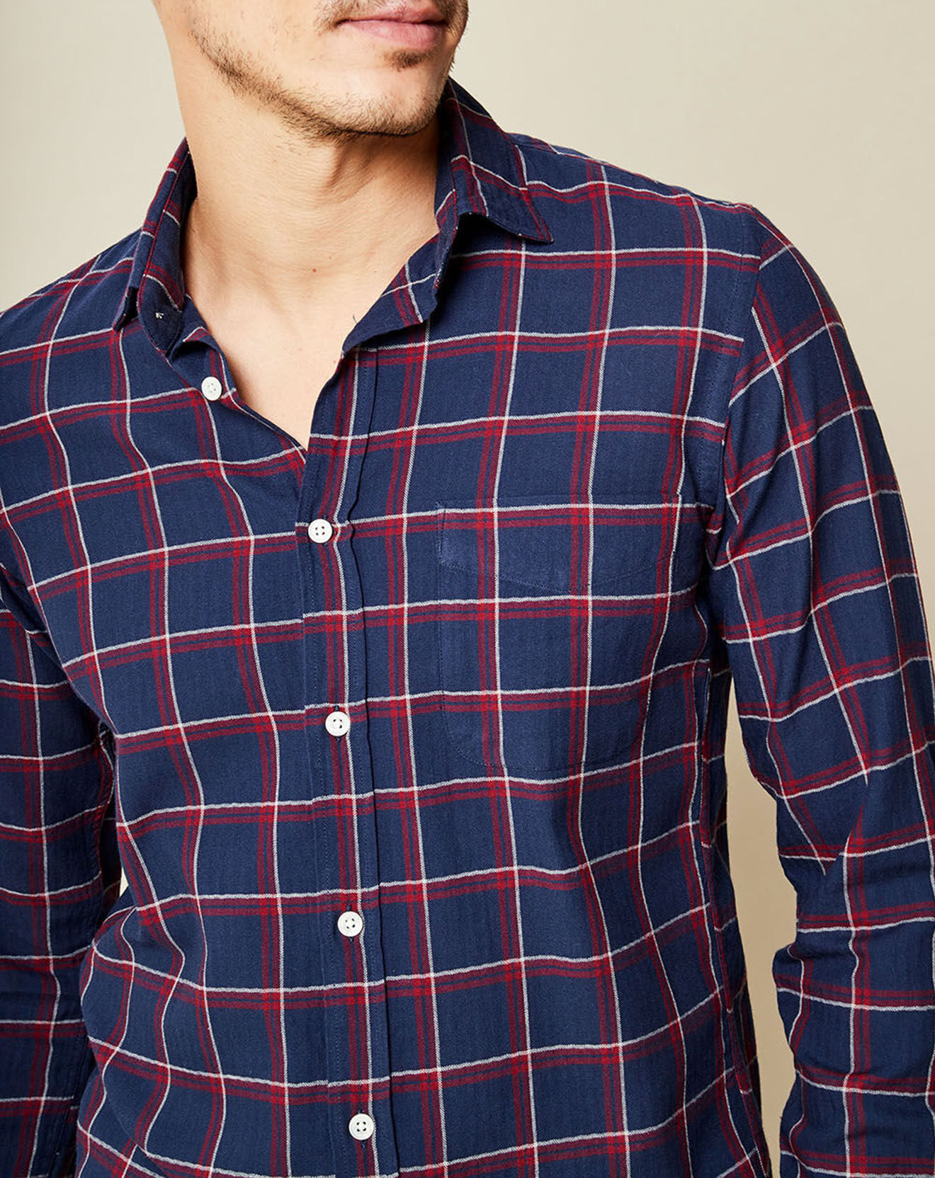 Hartford Chemise Slim Storm carreaux rouge/craie/marine