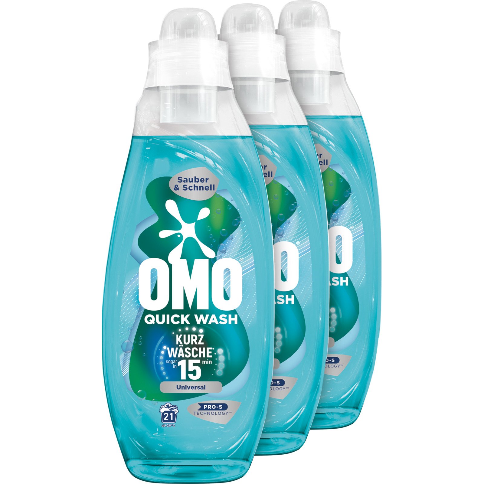 Omo Flüssigwaschmittel Quickwash Universal 3 x 21 Waschgänge