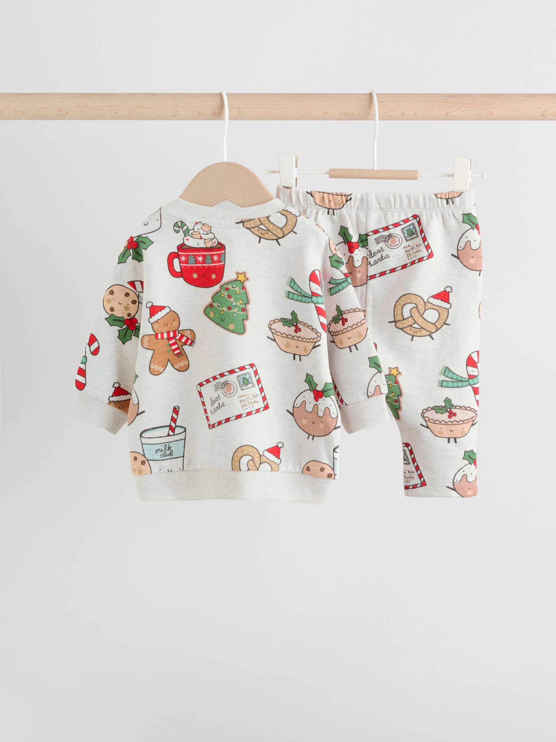 Grijze Santa Traktaties - Kerstmis Sweat en Joggingbroek Baby Set (0mnd-2jr)