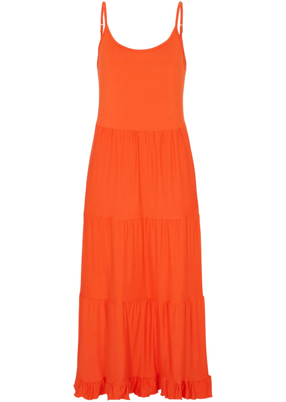 Robe midi à volants et bretelles spaghetti