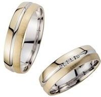 Trouwringen geel en witgoud met Diamanten breedte 5,5 mm