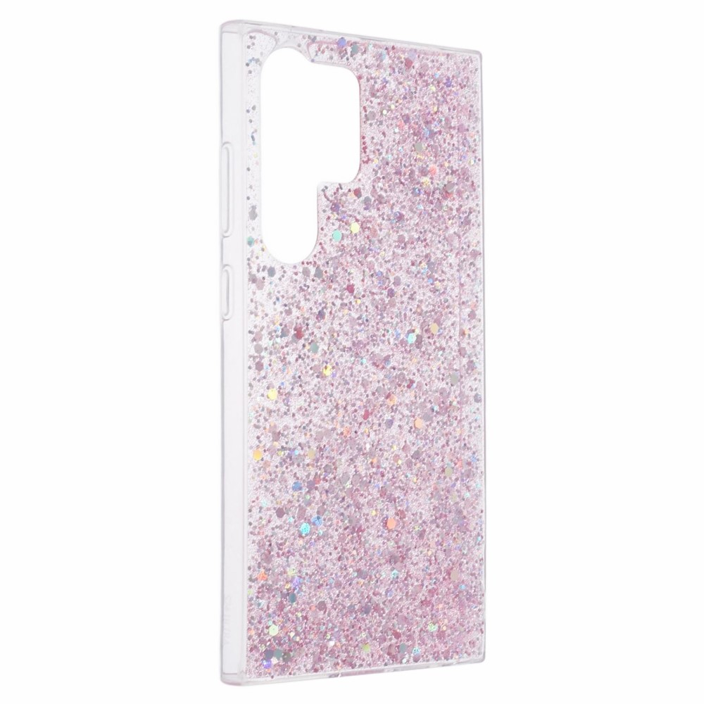 Samsung Galaxy S24 Ultra Gummi Case Schutzhülle im Glitzer Design - Rosa / Transparent